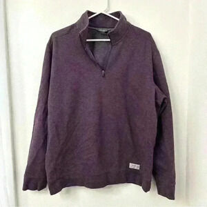 Eddie Bauer Sweaterā Pullover Mens Large Light Purple Quarter Zip Long Sleeve